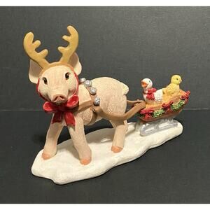 Barnyard Christmas Collection Jingle All the Way Figurine Pig Reindeer Farmhouse